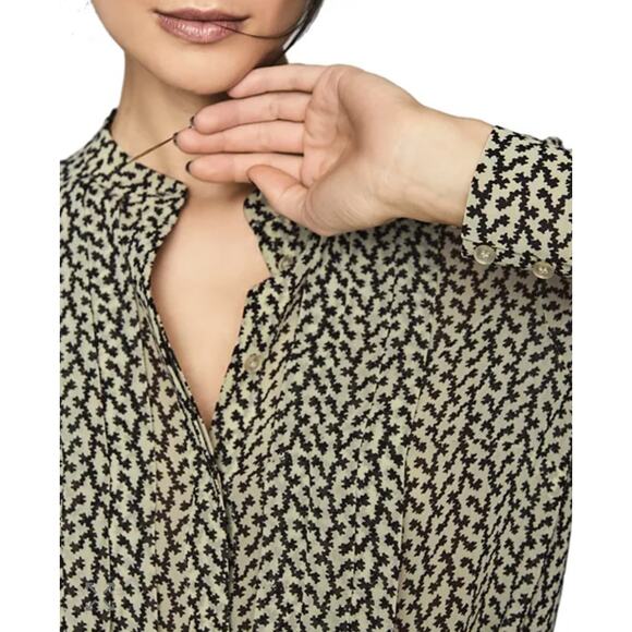 Reiss Lea Desert-trail Button Up Shirt Blouse Size US 10 Pleated Front Work - Picture 2 of 10